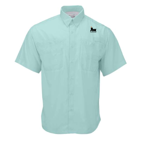 LandscapeUSA - Paragon - Hatteras Performance Short Sleeve Fishing Shirt v2 - Aqua Blue / Aluminum / White