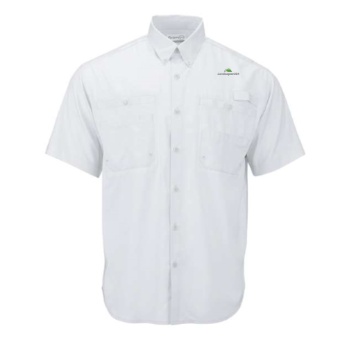 LandscapesUSA - Paragon - Hatteras Performance Short Sleeve Fishing Shirt v3 - Aqua Blue / Aluminum / White