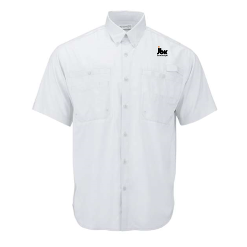 LandscapeUSA - Paragon - Hatteras Performance Short Sleeve Fishing Shirt v2 - Aqua Blue / Aluminum / White