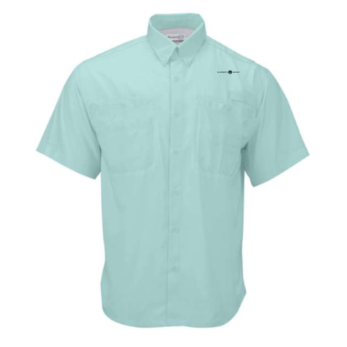 LandscapeUSA - Paragon - Hatteras Performance Short Sleeve Fishing Shirt v8 - Aqua Blue / Aluminum / White