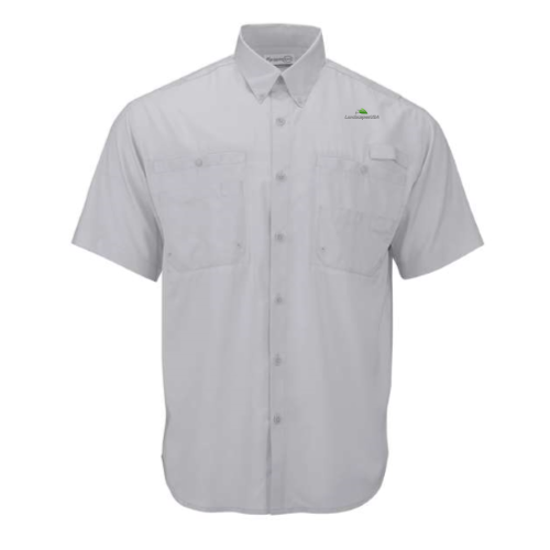 LandscapesUSA - Paragon - Hatteras Performance Short Sleeve Fishing Shirt v3 - Aqua Blue / Aluminum / White